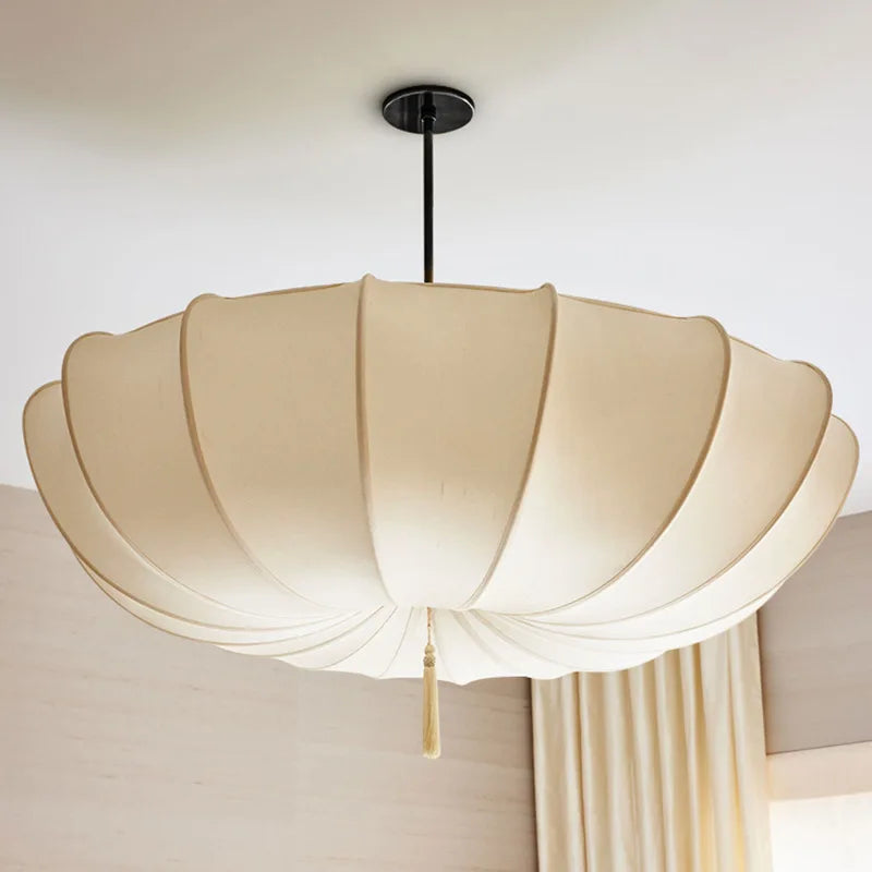 Cream Nordic Fabric Pendant Light for Living Room Dining Office Hotel - Axyaa