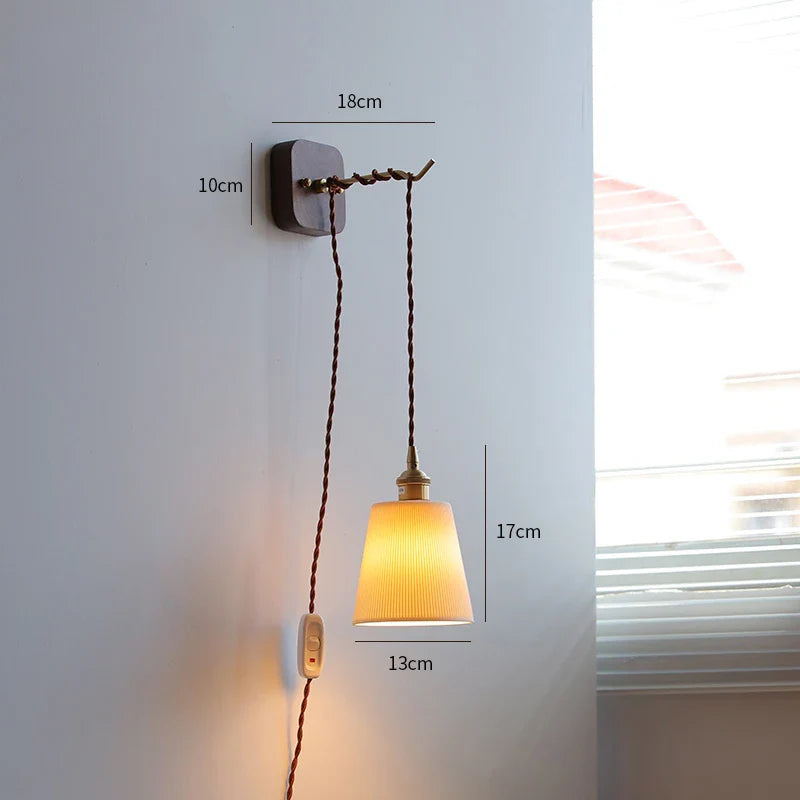 Axyaa Walnut Wooden LED Wall Lights Fixture Modern Indoor Lighting Nordic Wandlamp