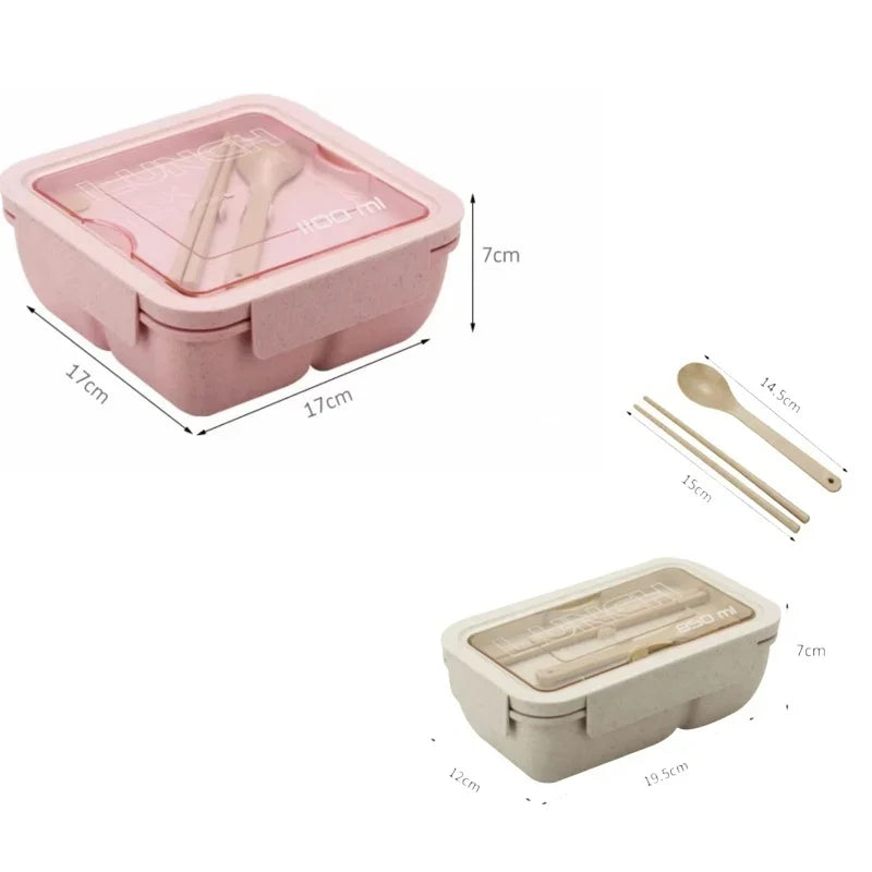 Axyaa Wheat Straw Lunch Box with Lid - Portable Bento Box for Students