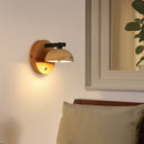 Nordic Black Iron LED Wall Light Fixture by Axyaa: Modern Wood Button Switch Bedside Lamp