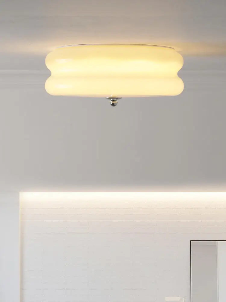 Axyaa White Yellow Glass LED Ceiling Chandelier Modern Vintage Retro Pendant Lights