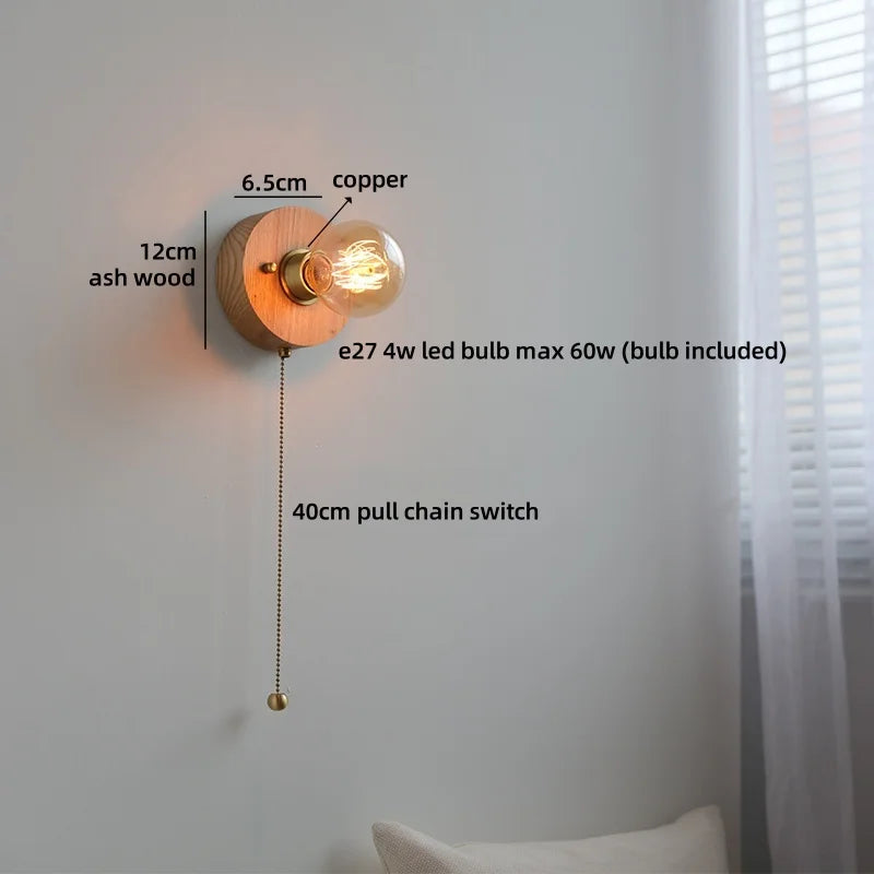 Axyaa Ceramic LED Wall Light Mirror Japan Style Bedside Lamp