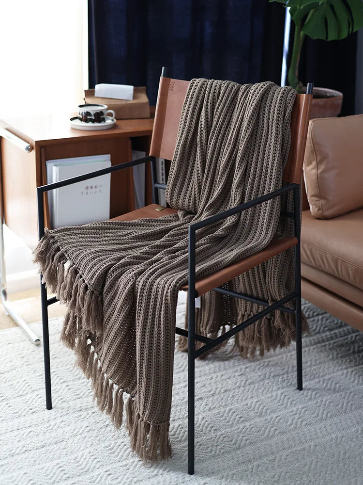 Axyaa Chunky Knit Throw Blanket, Cozy Fringed Design, Soft Weave, 47"x75" or 47"x102"