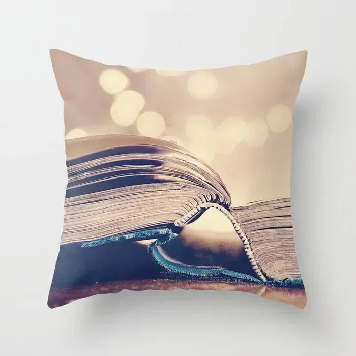 Axyaa Retro Library Pattern Pillowcase for Home and Office Decor