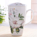 Axyaa Bone  Tumblers with Lid, Cute Floral Big Coffee Cups, Perfect Gift Mug