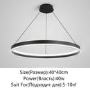 Axyaa Modern LED Round Chandelier for Home Indoor Lighting, Black/White, Living Room to Kitchen