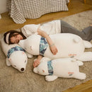 Axyaa Polar Bear Long Pillow Plush Toy - Soft & Cute Sleeping Doll