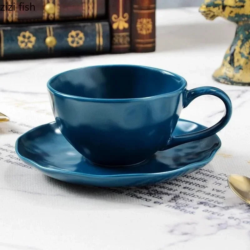 Axya Ceramic Coffee Cup and Saucer Set for Couples - Breakfast Tea Water Glasses