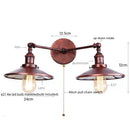 Axyaa Vintage Industrial 2-Head Wall Lights with Pull Chain Switch