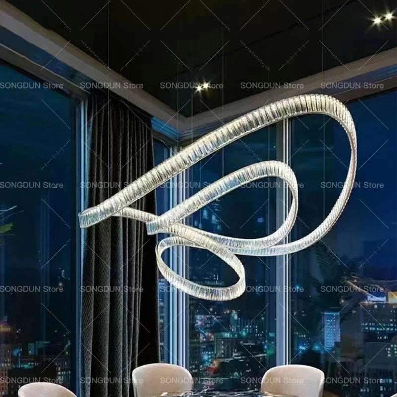 Axyaa Crystal Chandelier: Luxury Designer Light for Living Room, Stairwell & Restaurant