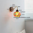 Axyaa Tiffany LED Wall Lights Pull Chain Switch Bedside Sconce Colorful Glass Stair Lamp
