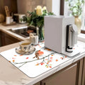 Axyaa Watercolor Twig Drying Mat - Quick Drain Pad for Kitchen and Bathroom