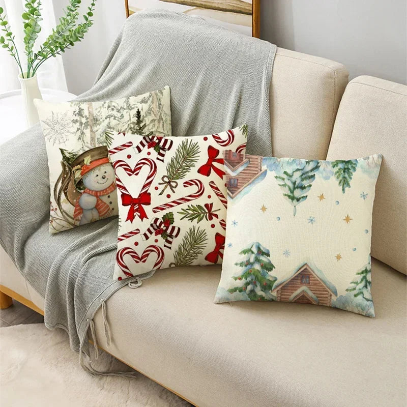 Axyaa Christmas Linen Pillow Cover 45X45CM - Festive Home Decor