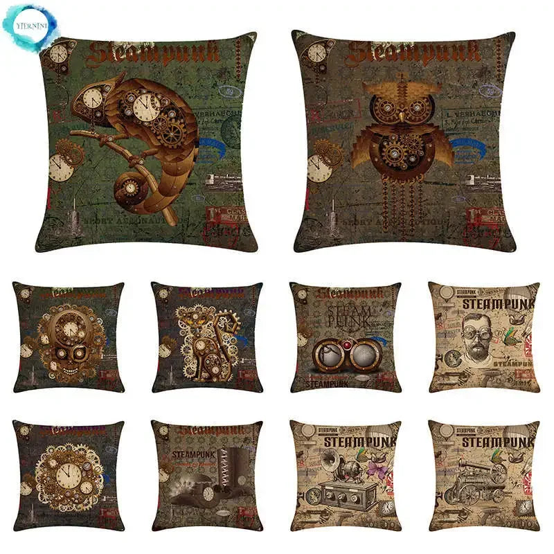 Axyaa Retro Typewriter Camera Linen Pillow Cover 45x45cm