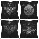 Axyaa Moth & Occult Symbols Pattern Pillow Cover for Sofa, Bedroom, Car