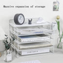 Axyaa Mesh Collection Black 4-Tier Desktop Document Tray Organizer
