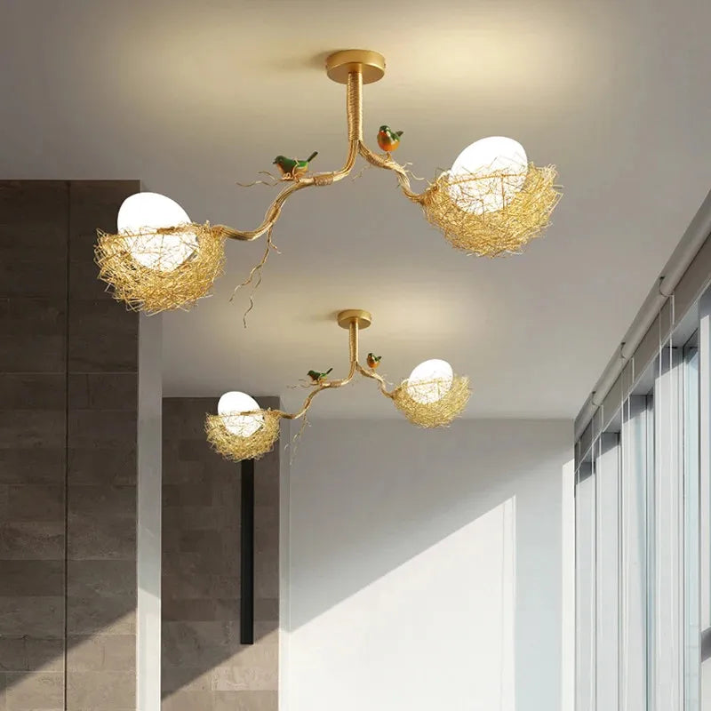 Axyaa Rustic Luxury Bird Egg Chandelier for Living Room Dining Kitchen Loft