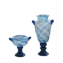 Axyaa Blue Striped Glass Vase - Tall Transparent Flower Pot for Home Decoration