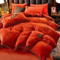Axyaa King Milk Velvet Bedding Set - Ultra-thick, Skin-friendly, Antistatic Quilt Cover