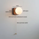 Axyaa Spherical Glass Walnut Wood LED Wall Lamp for Living Room Decor & Bathroom Mirror