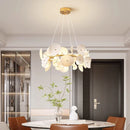 Axyaa Ceramic Chandelier: Elegant Lotus Leaf Design, Creamy Finish, Luxury Lighting for Home & Restaurant