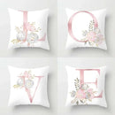 Axyaa Sweet Pink Alphabet Pillowcase for Home Decor