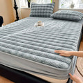 Axyaa Plush Shaggy Fur Mattress Cover Soft Elastic Fitted Sheet Solid Color Protector