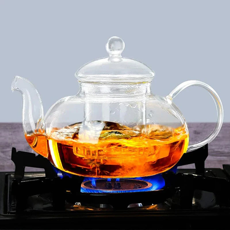 Axya Clear Glass Teapot with Infuser - Stovetop Safe Loose Leaf Tea Maker