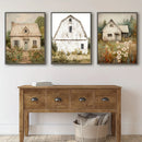 Rustic Barn Farmhouse Wall Art Poster Set by Axyaa for Modern Home Decor