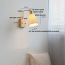 Axyaa Glass Ceramic LED Wall Lamp Sconce Rotatable Walnut Wood Mirror Light