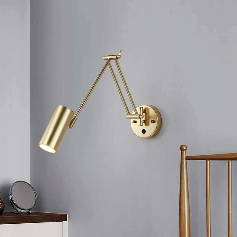 Axyaa Adjustable LED Swing Arm Wall Lamp with Touch Sensor