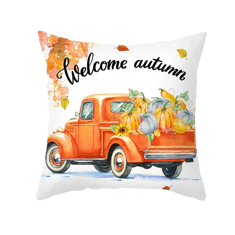 Maple Pumpkin Autumn Pillowcase Sofa Seat Cushion Cover by Axyaa