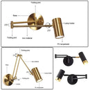 Axyaa Swing Arm LED Wall Sconce - Telescopic Rocker Switch Bedside Lamp