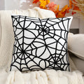 Axyaa Halloween Spider Web Embroidery Velvet Pillowcase for Home Decor