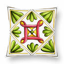 Axyaa Green Leaf Moroccan Flowers Cushion Cover 45X45cm