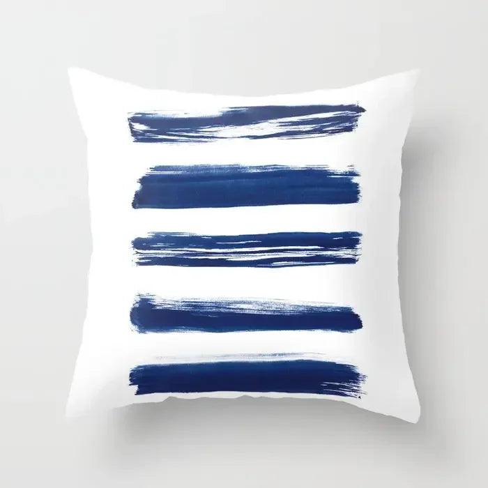 Blue Marble Geometric Cushion Cover 45x45cm for Home & Office Decor by Axyaa