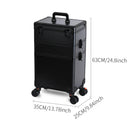 Axyaa Portable Aluminum Rolling Makeup Organizer with LED Mirror & Pull Rod