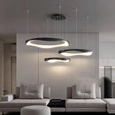 Axyaa Modern LED Pendant Lights - Minimalist Black/White Chandeliers for Living, Dining, Office