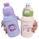 Axyaa Kids Stainless Steel Straw Water Cup - Cute Animal Doll Design