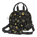 Axyaa Dog Paw Print Insulated Lunch Bag - Thermal Portable Bento Pouch