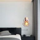 Axyaa Wooden Iron Cage Mini Wall Light for Bedroom & Study Room
