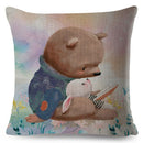 Axyaa Nordic Watercolor Animal Pillow Cover Set for Sofa, 45x45cm