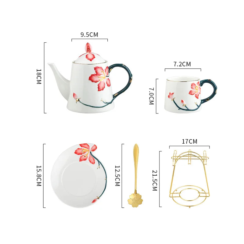 Axya Cherry Blossom Porcelain Tea Set & Mug Set