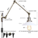 Axyaa Industrial LED Wall Light Clear Glass Vintage Adjustable Long Arm Fixtures