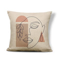 Axyaa Geometric Abstract Face Linen Cushion Cover 45x45Cm