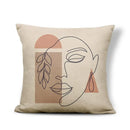 Axyaa Geometric Abstract Face Linen Cushion Cover 45x45Cm
