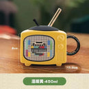 Axyaa 3D TV Shape Ceramic Coffee Mugs with Cover - Retro Drinkware & Household Cup