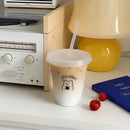 Axyaa Cute Korean Bubble Tea Cup with Lid and Straw, BPA-Free Plastic Reusable Bottle