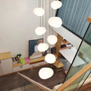 Axyaa White Glass LED Chandelier for Living Room, Staircase & Bar
