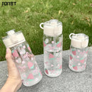 Axyaa Strawberry Bow Flower Straw Water Bottle - Cute Reusable Drinkware